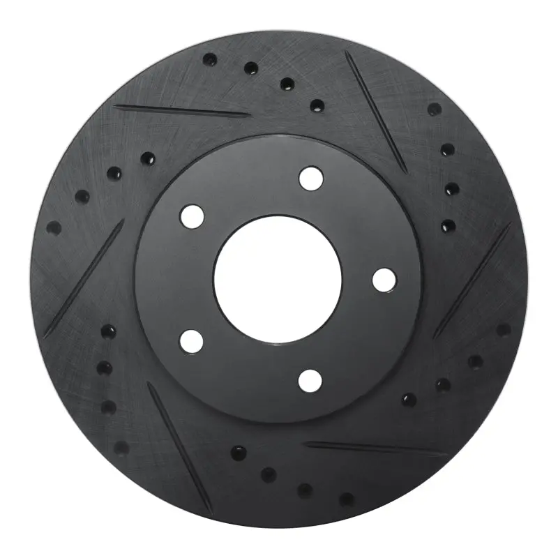 R1 99-01 Infiniti I30 Front Right Drilled & Slotted Black Brake Rotor 1