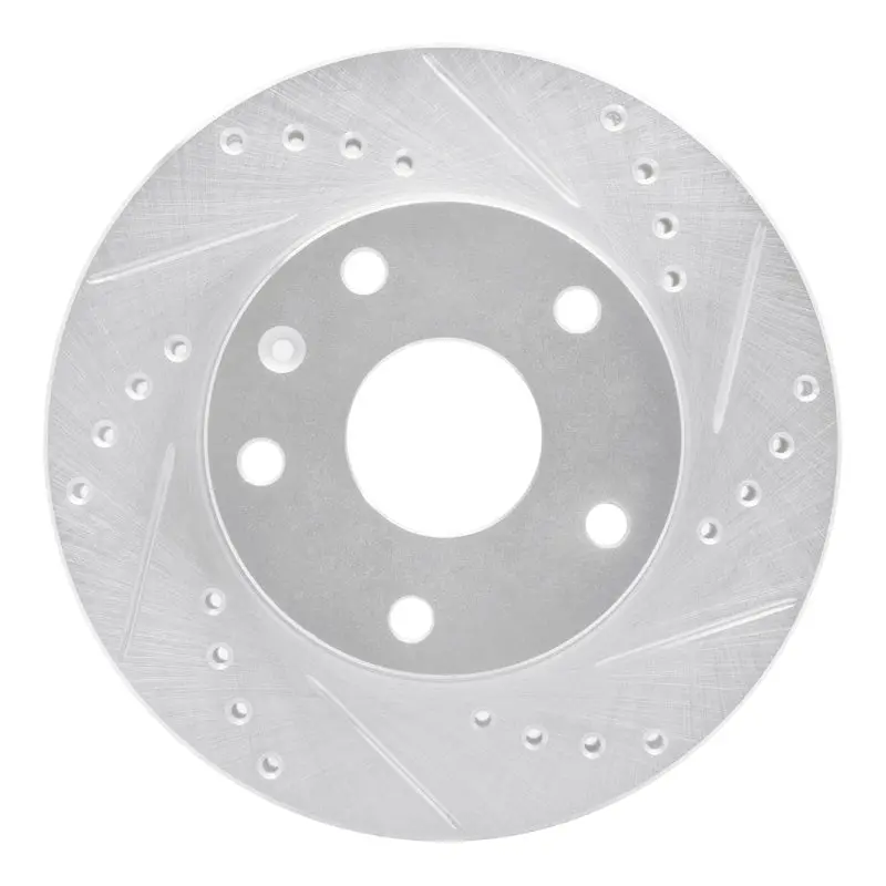 R1 99-02 Daewoo Leganza Front Right Drilled & Slotted Silver Brake Rotor 1