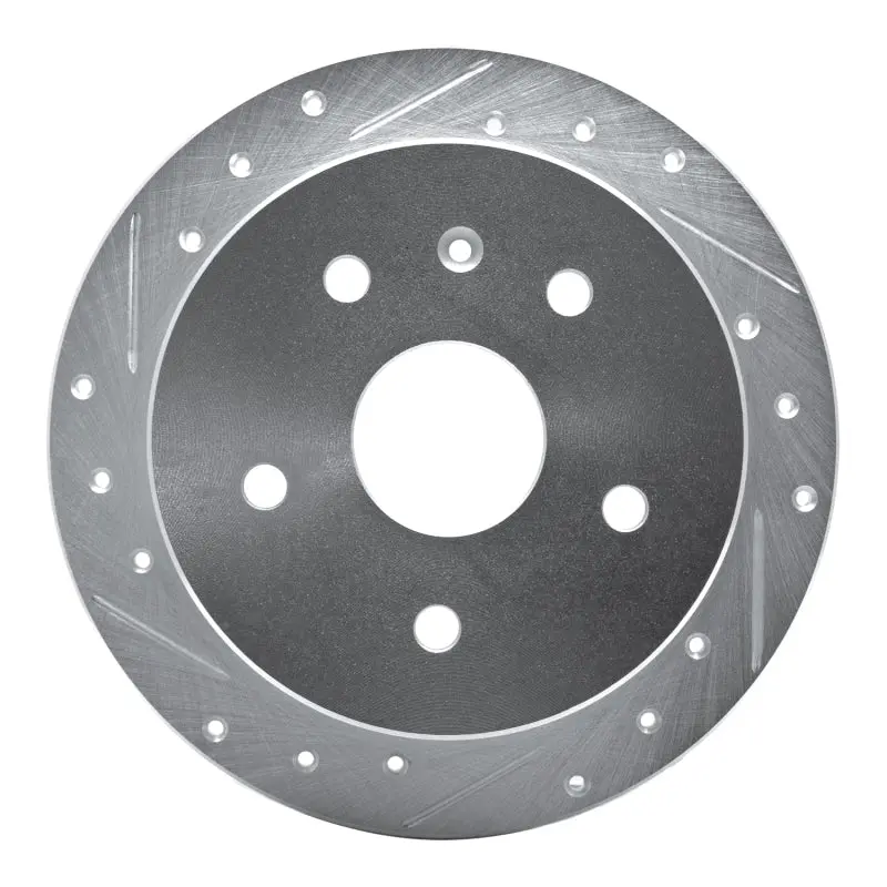 R1 99-02 Daewoo Leganza Rear Left Drilled & Slotted Silver Brake Rotor 1
