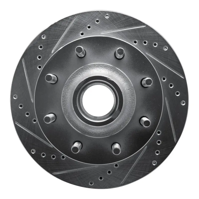 R1 99-02 Ford Excursion Front Left Drilled & Slotted Silver Brake Rotor 1