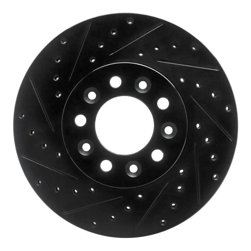 R1 99-03 Ford Windstar Front Left Drilled & Slotted Black Brake Rotor 1