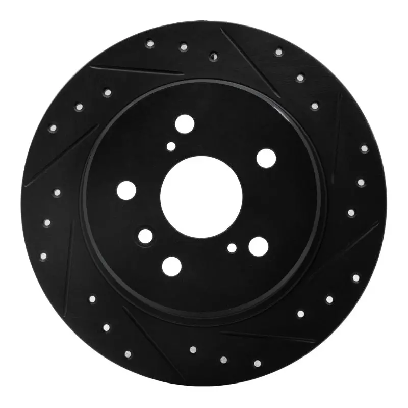 R1 99-03 Lexus Rx300 Rear Right Drilled & Slotted Black Brake Rotor 1