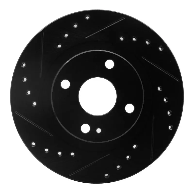 R1 99-03 Mazda Protege Front Left Drilled & Slotted Black Brake Rotor 1