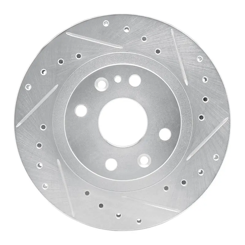 R1 99-03 Mazda Protege Front Right Drilled & Slotted Silver Brake Rotor 1