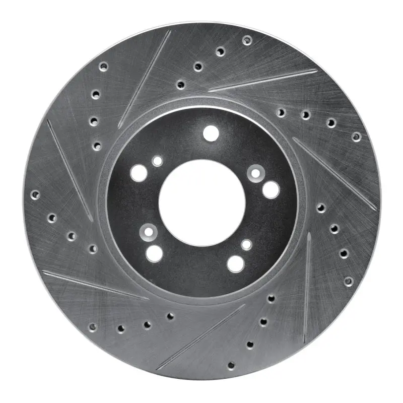 R1 99-04 Acura Rl Front Left Drilled & Slotted Silver Brake Rotor 1