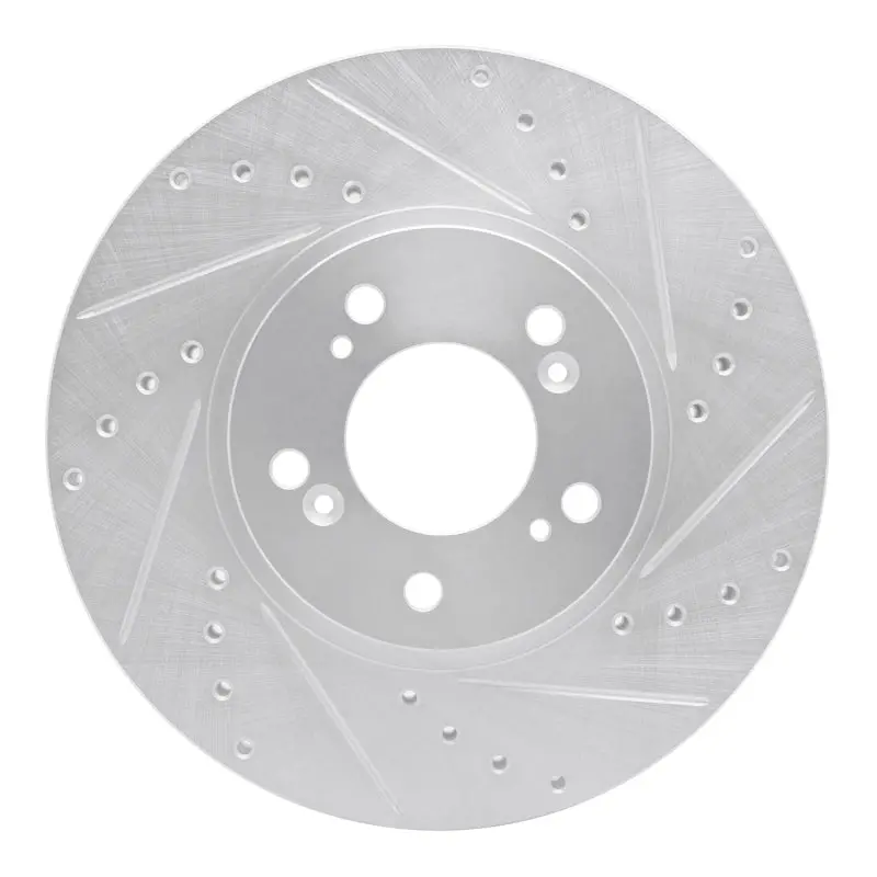 R1 99-04 Acura Rl Front Right Drilled & Slotted Silver Brake Rotor 1