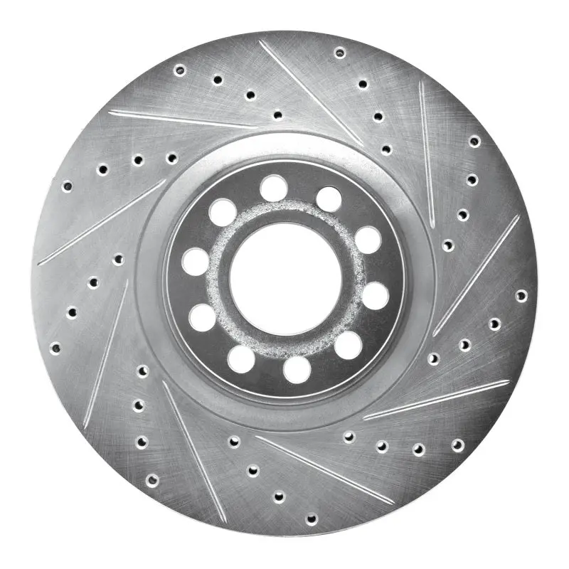 R1 99-04 Audi S6 Front Right Drilled & Slotted Silver Brake Rotor 1