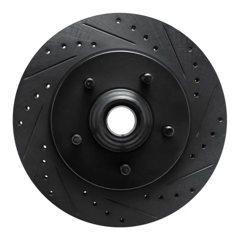 R1 99-04 Ford Expedition Front Right Drilled & Slotted Black Brake Rotor 1