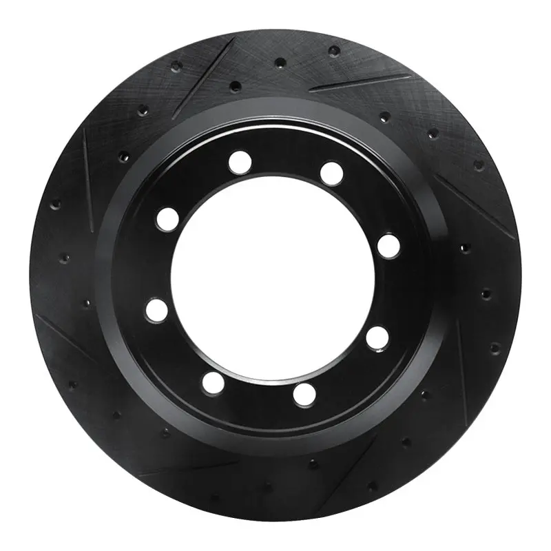 R1 99-04 Ford F-350 Super Duty 2Wd Rear Left Drilled & Slotted Black Brake Rotor 1