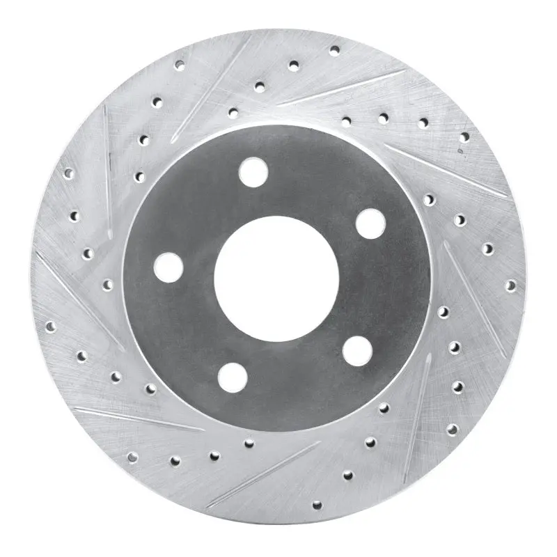 R1 99-04 Jeep Grand Cherokee Front Left Drilled & Slotted Silver Brake Rotor 1