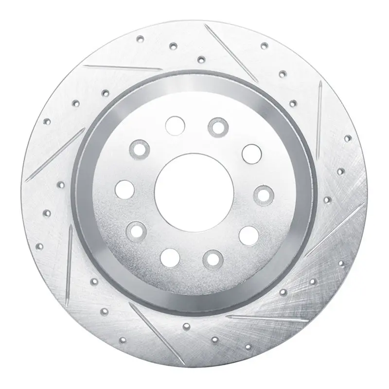R1 99-04 Jeep Grand Cherokee Front Right Drilled & Slotted Silver Brake Rotor 1