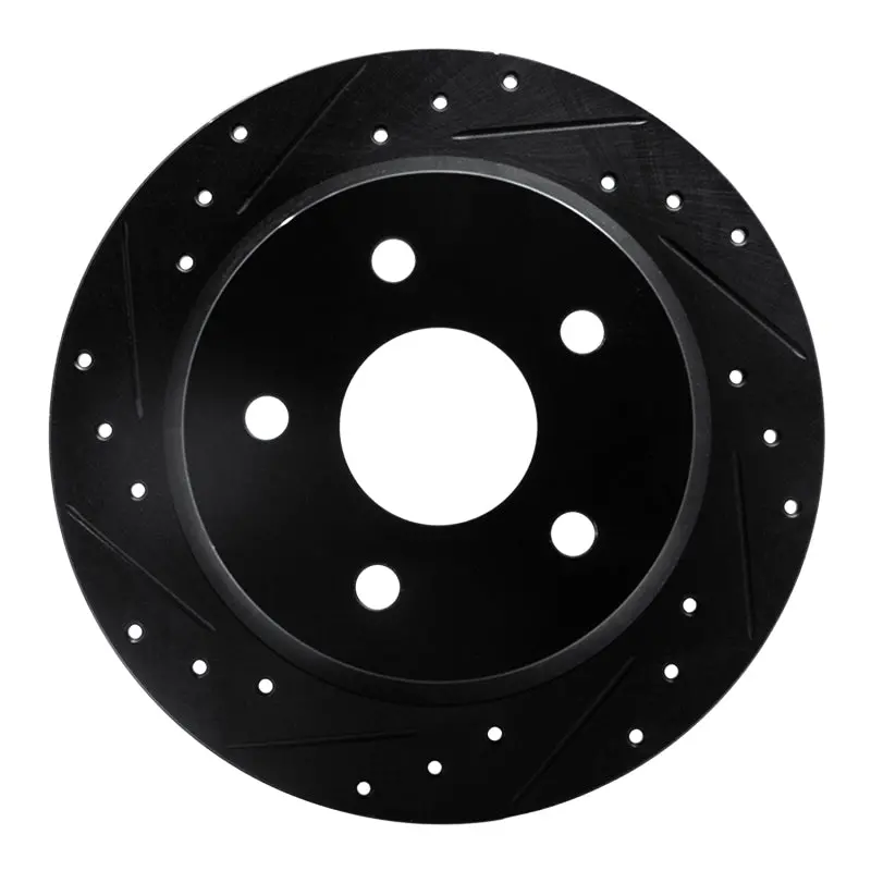 R1 99-04 Jeep Grand Cherokee Rear Left Drilled & Slotted Black Brake Rotor 1