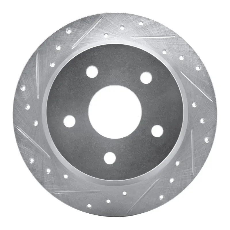 R1 99-04 Jeep Grand Cherokee Rear Left Drilled & Slotted Silver Brake Rotor 1