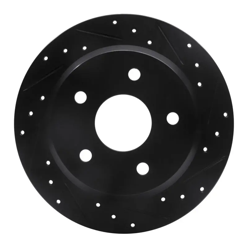 R1 99-04 Jeep Grand Cherokee Rear Right Drilled & Slotted Black Brake Rotor 1