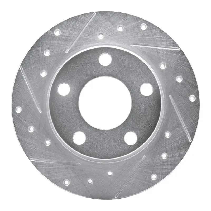 R1 99-05 Audi A6 Quattro Rear Left Drilled & Slotted Silver Brake Rotor 1