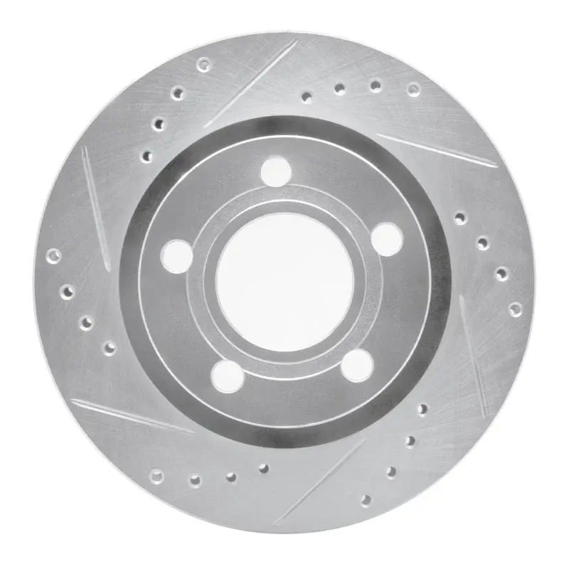 R1 99-05 Audi A6 Quattro Rear Left Drilled & Slotted Silver Brake Rotor 1