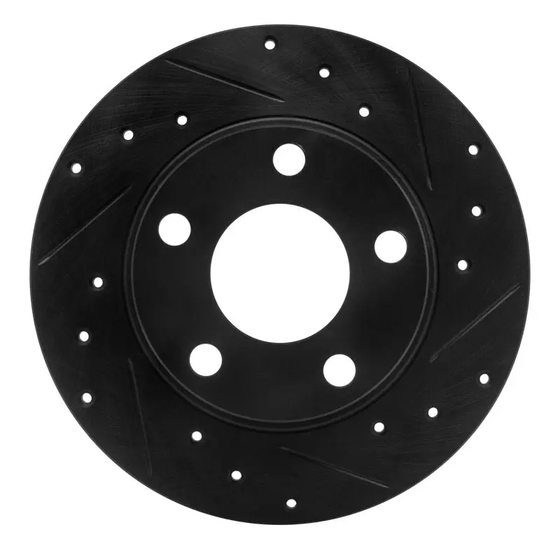 R1 99-05 Audi A6 Quattro Rear Right Drilled & Slotted Black Brake Rotor 1