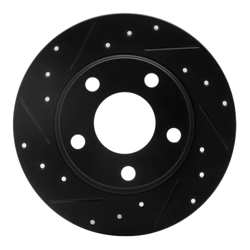 R1 99-05 Audi Allroad Rear Left Drilled & Slotted Black Brake Rotor 1