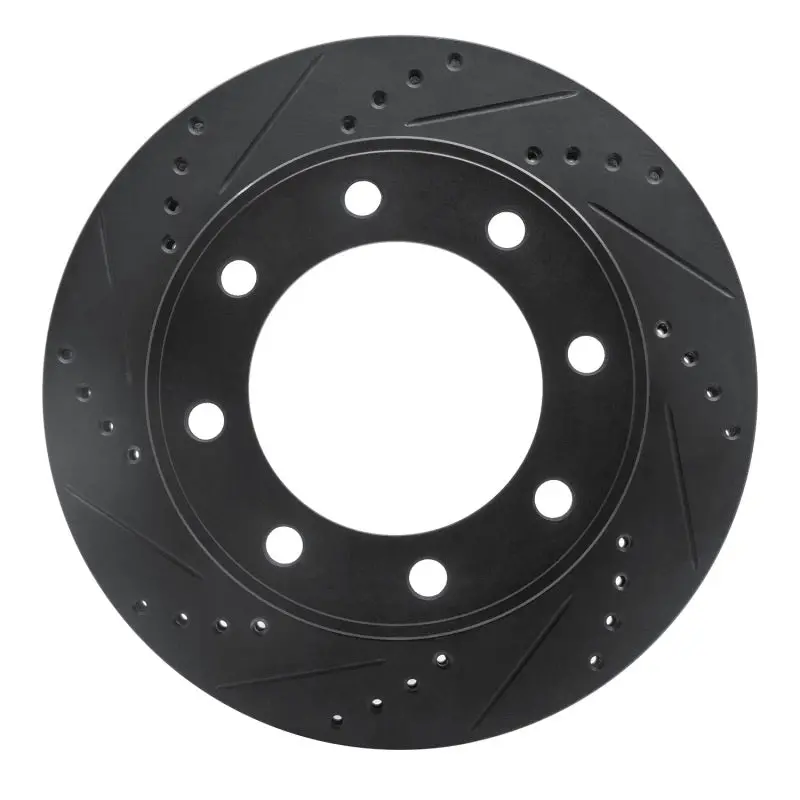 R1 99-05 Ford F-250 4Wd (Super Duty) Front Left Drilled & Slotted Black Brake Rotor 1
