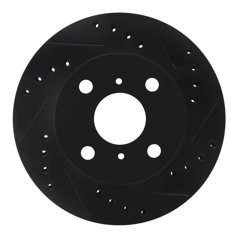 R1 99-05 Toyota Echo Front Right Drilled & Slotted Black Brake Rotor 1