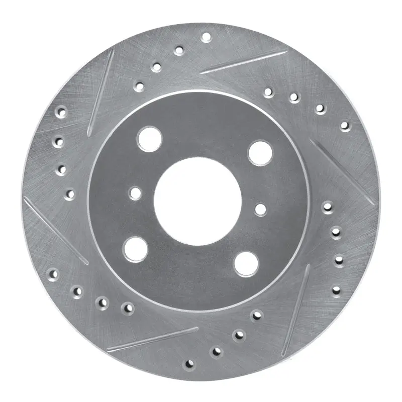 R1 99-05 Toyota Yaris (Mexico) Front Left Drilled & Slotted Silver Brake Rotor 1