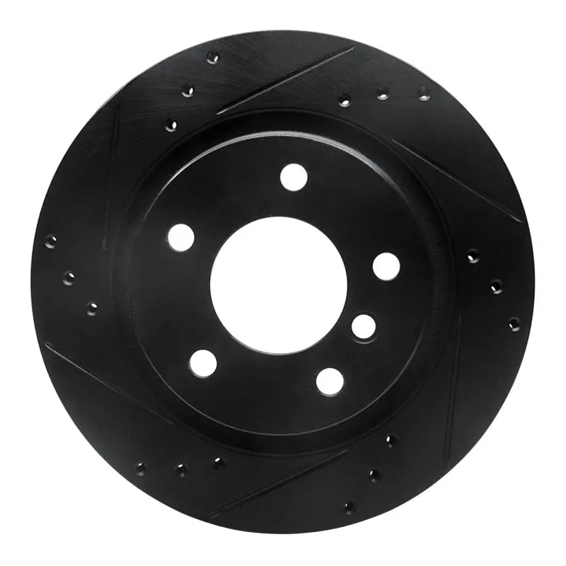 R1 99-06 Bmw 323I Rear Left Drilled & Slotted Black Brake Rotor 1