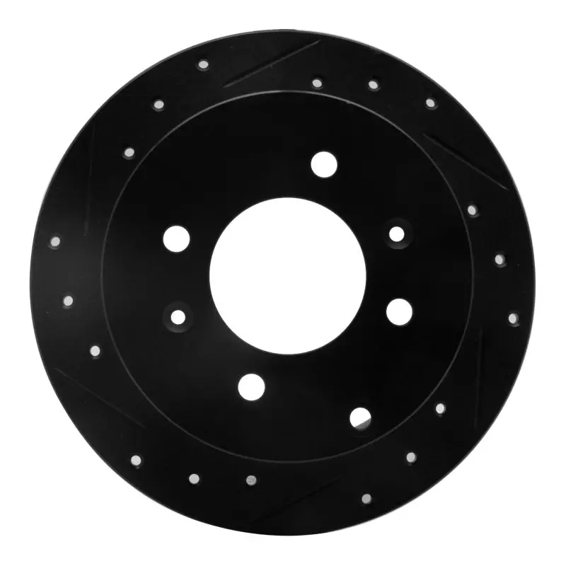 R1 99-06 Hyundai Sonata Rear Left Drilled & Slotted Black Brake Rotor 1