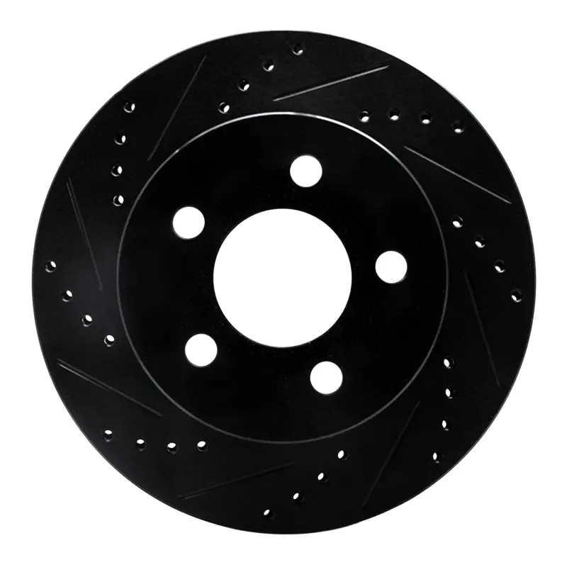 R1 99-06 Jeep Cherokee Front Left Drilled & Slotted Black Brake Rotor 1