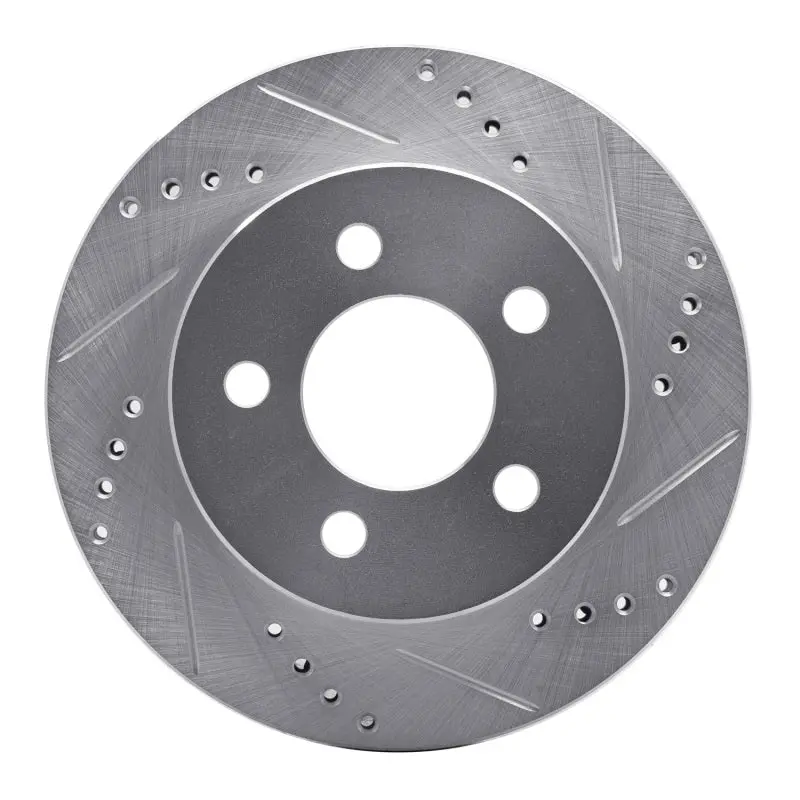 R1 99-06 Jeep Tj (Canada - See Wrangler For Us) Front Right Drilled & Slotted Silver Brake Rotor 1