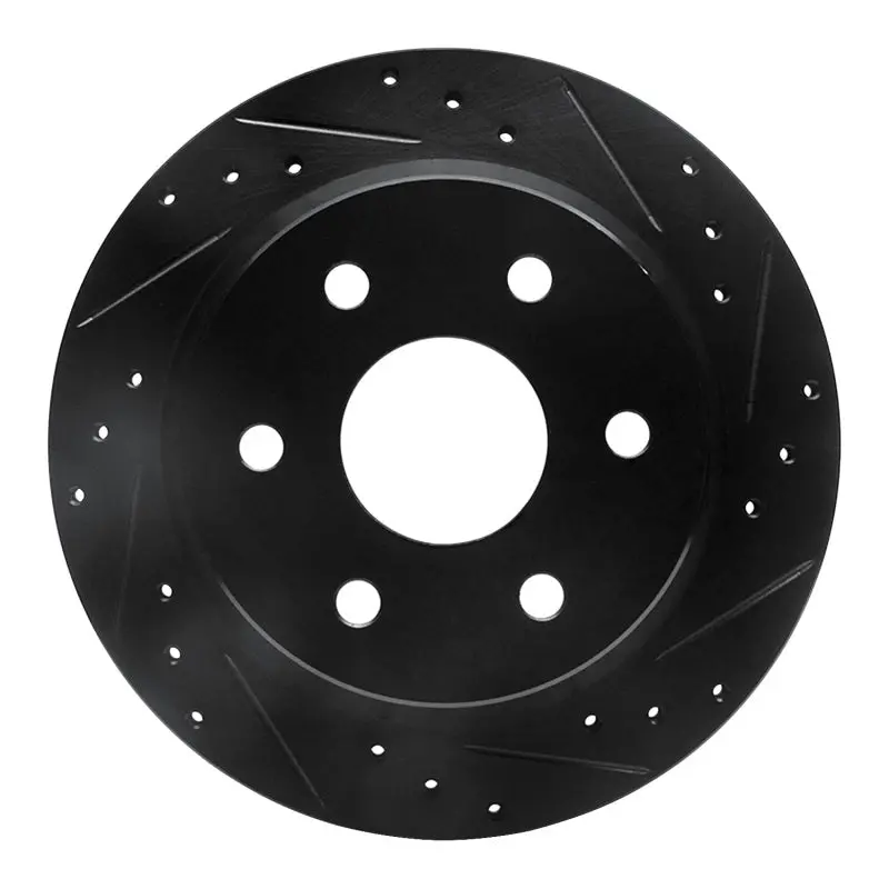 R1 99-07 Chevrolet Suburban 1500 Rear Right Drilled & Slotted Black Brake Rotor 1