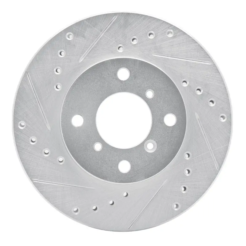 R1 99-07 Suzuki Aerio Front Left Drilled & Slotted Silver Brake Rotor 1