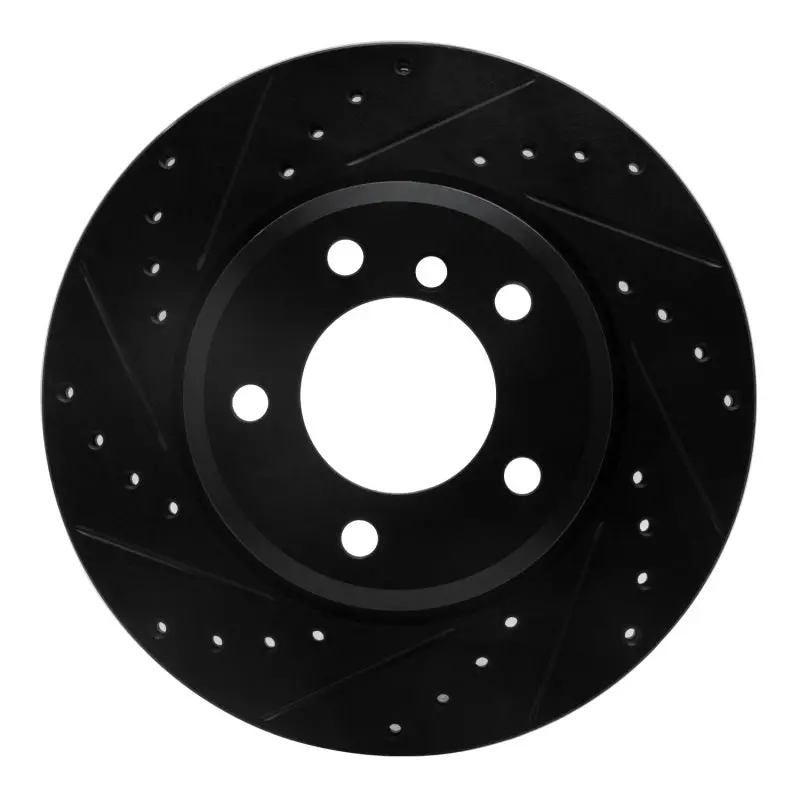 R1 99-08 Bmw 325Xi Front Left Drilled & Slotted Black Brake Rotor 1