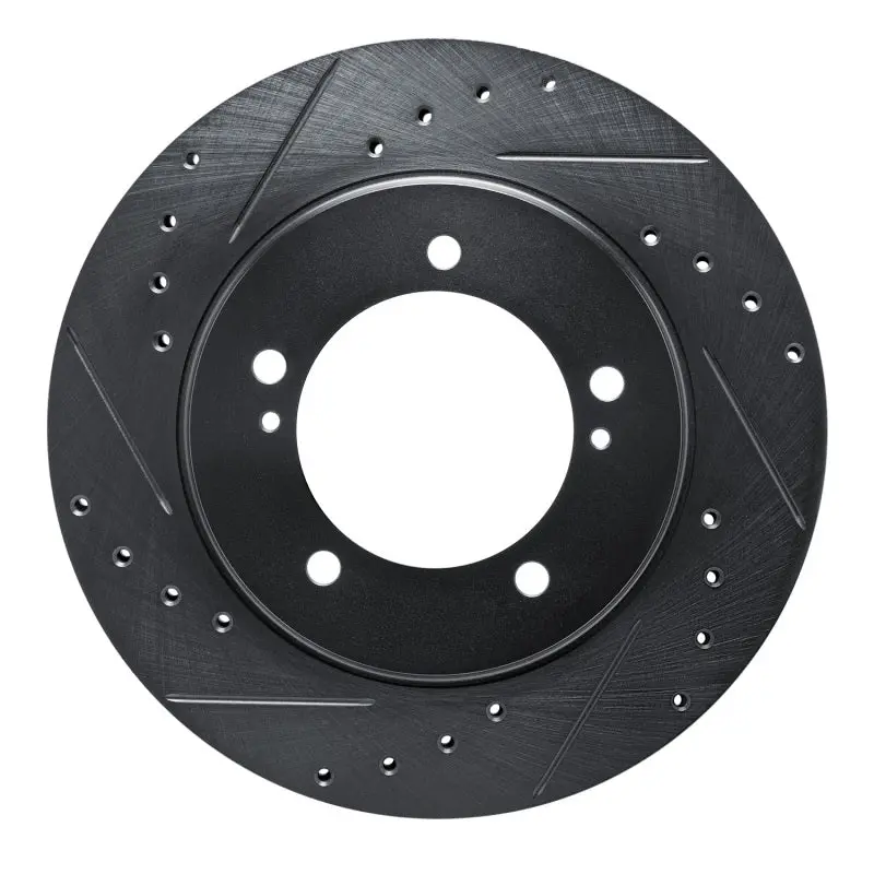 R1 99-08 Chevrolet Tracker Front Left Drilled & Slotted Black Brake Rotor 1