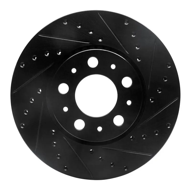 R1 99-09 Volvo S60 Front Right Drilled & Slotted Black Brake Rotor 1