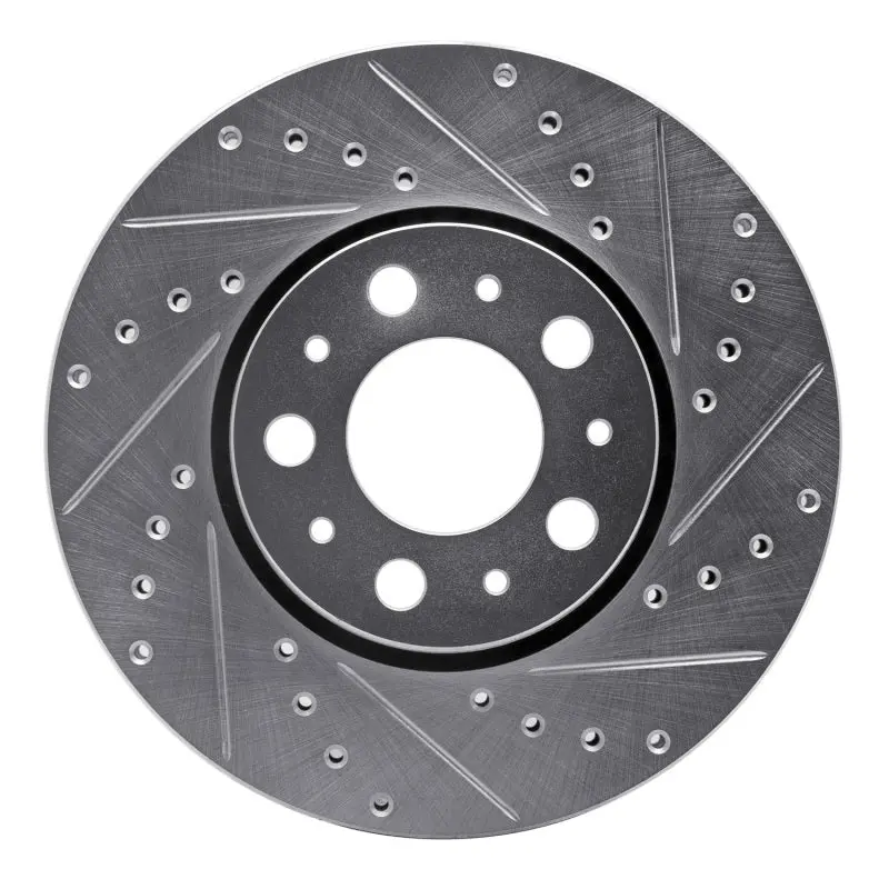 R1 99-09 Volvo S60 Front Right Drilled & Slotted Silver Brake Rotor 1