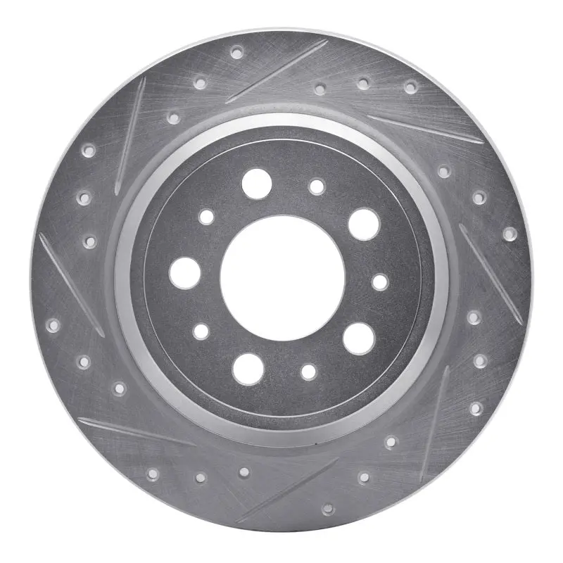 R1 99-09 Volvo S60 Rear Left Drilled & Slotted Silver Brake Rotor 1