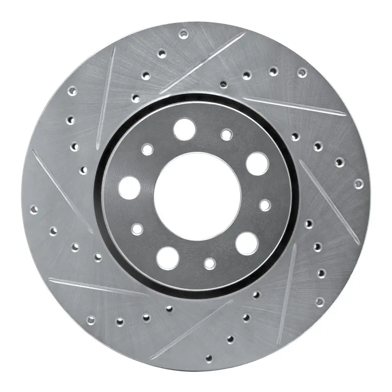 R1 99-09 Volvo S80 Front Left Drilled & Slotted Silver Brake Rotor 1