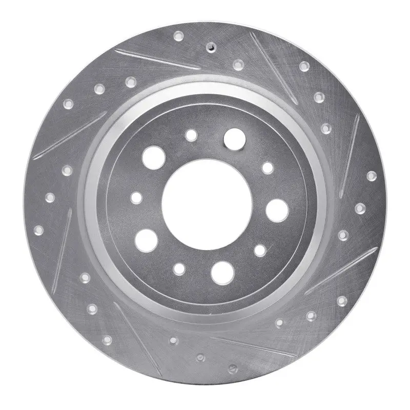 R1 99-09 Volvo S80 Rear Right Drilled & Slotted Silver Brake Rotor 1