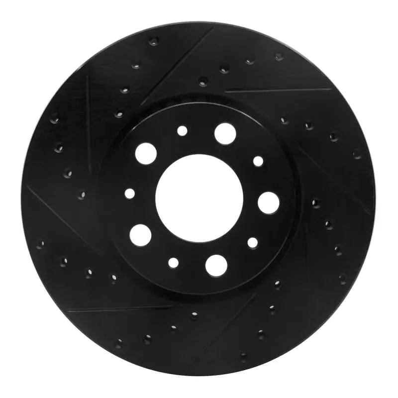 R1 99-09 Volvo Xc70 Front Left Drilled & Slotted Black Brake Rotor 1