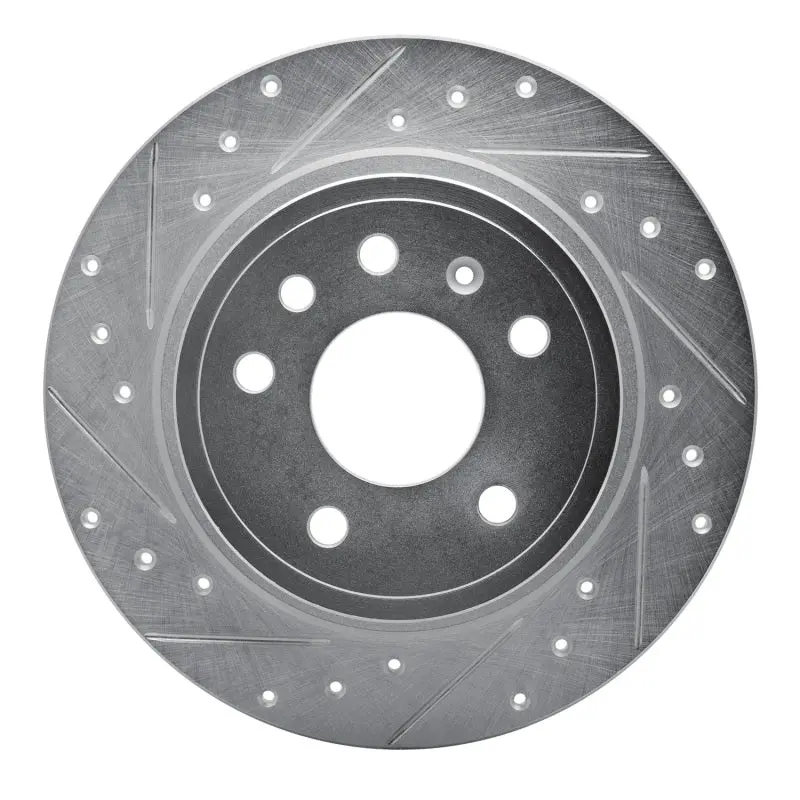 R1 99-10 Saab 9-5 Rear Left Drilled & Slotted Silver Brake Rotor 1