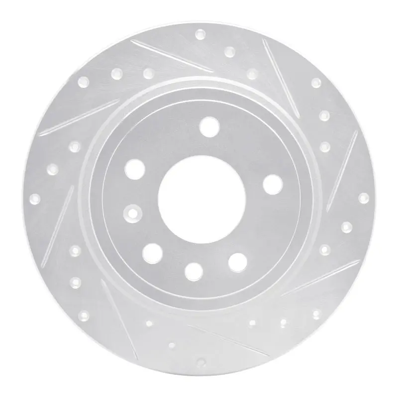 R1 99-10 Saab 9-5 Rear Right Drilled & Slotted Silver Brake Rotor 1