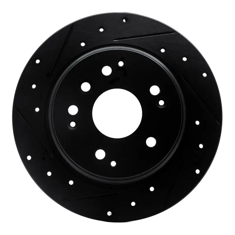 R1 99-11 Acura Tl Rear Left Drilled & Slotted Black Brake Rotor 1