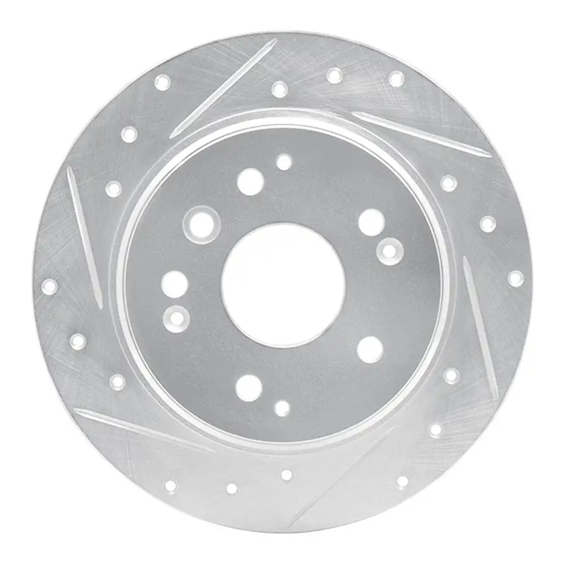 R1 99-11 Acura Tl Rear Left Drilled & Slotted Silver Brake Rotor 1