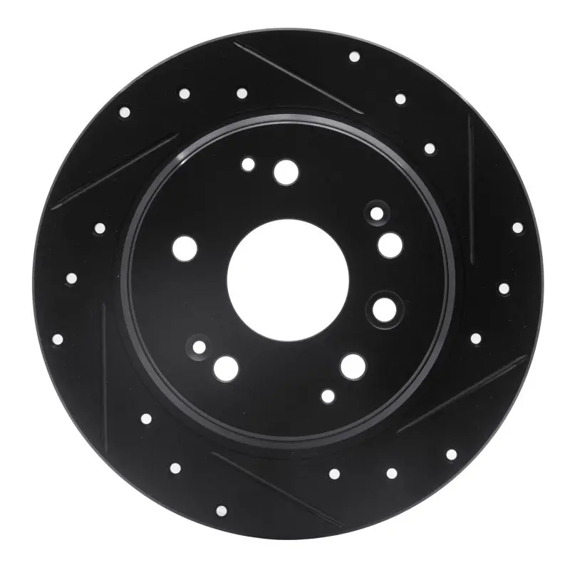 R1 99-11 Acura Tl Rear Right Drilled & Slotted Black Brake Rotor 1