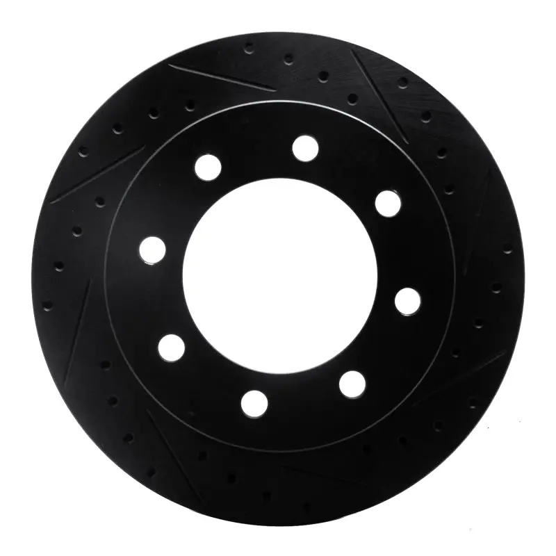 R1 99-20 Chevrolet Express 2500 Rear Right Drilled & Slotted Black Brake Rotor 1
