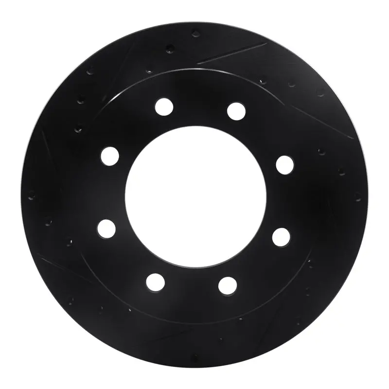 R1 99-20 Chevrolet Silverado 2500 Rear Left Drilled & Slotted Black Brake Rotor 1