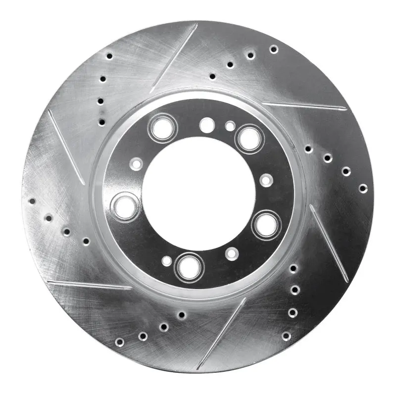 R1 99-23 Porsche 911 Right Rear Drilled & Slotted Silver Brake Rotor 1