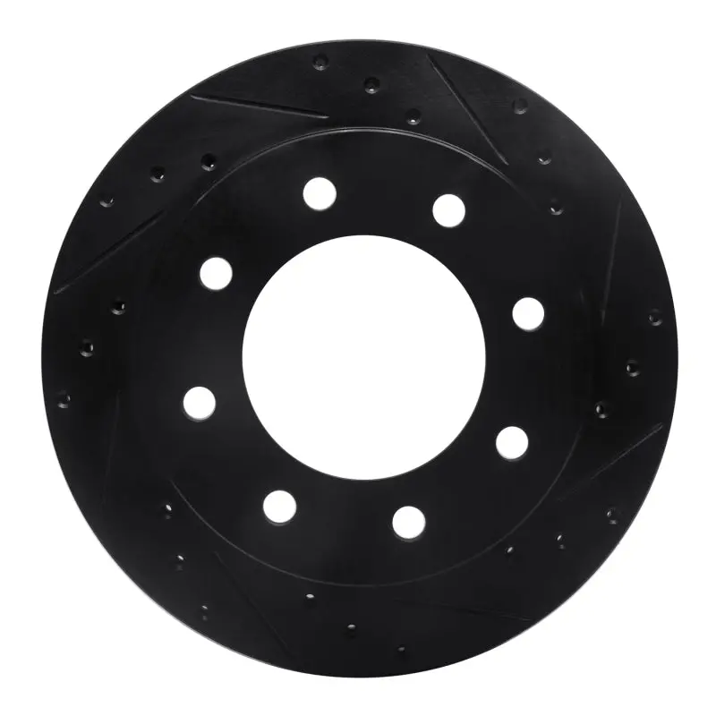 R1 99-25 Chevrolet Express 3500 Rear Right Drilled & Slotted Black Brake Rotor 1