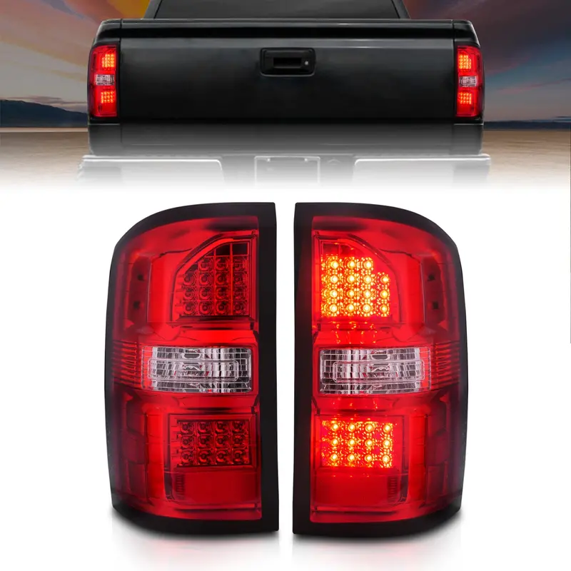 Anzo Usa 311399 Tail Light Assembly; Red/Clear Lens; Chrome Housing; Pair; 1