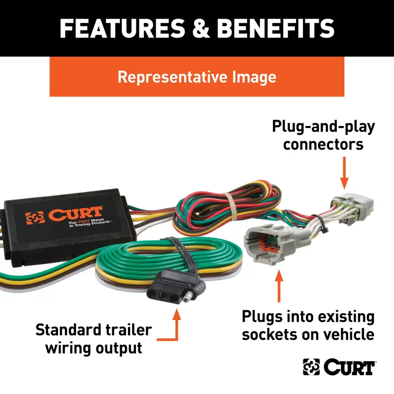 Curt 55355 Custom 4-Pin Flat Trailer Wiring Harness For Gm Minivans 1